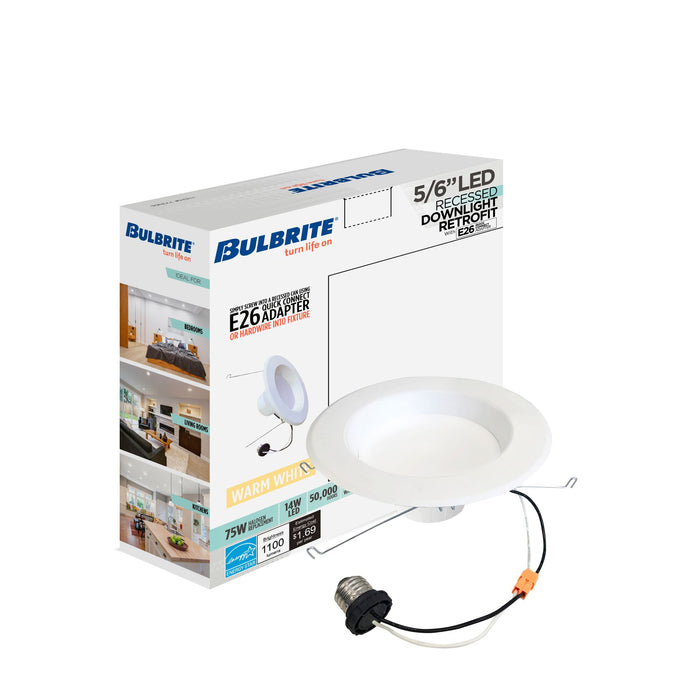 5/6-inch White 14W Dimmable LED Retrofit Recessed Downlight, 2700K, 1100 Lumens, 4-Pack