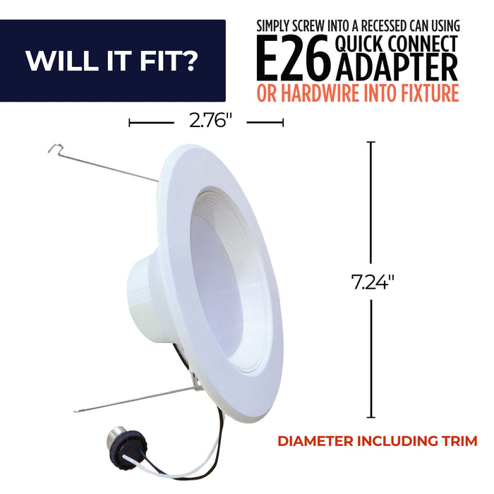 5/6-inch White 14W Dimmable LED Retrofit Recessed Downlight, 4000K, 1100 Lumens, 4-Pack