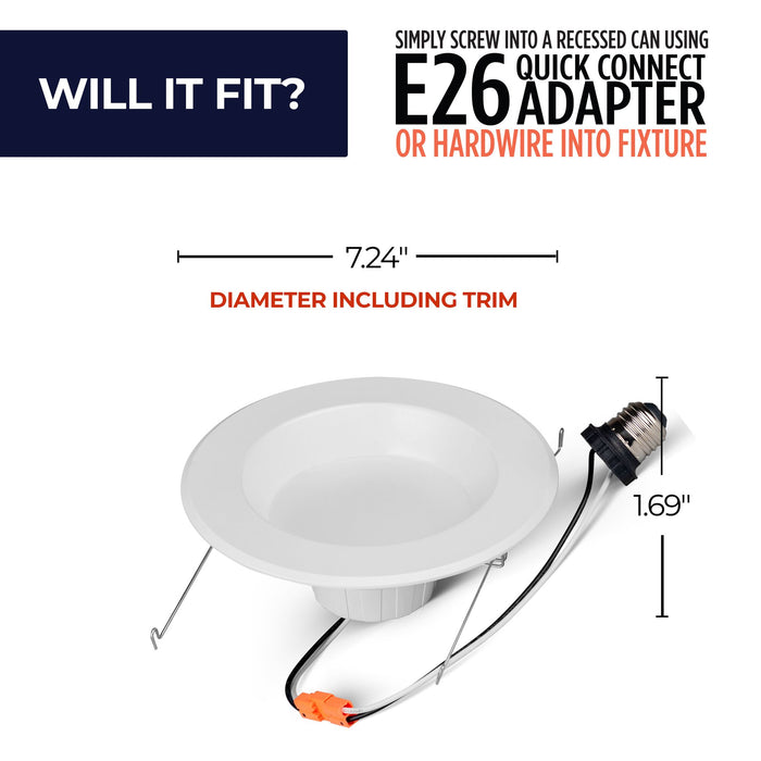 5/6-inch White 14W Dimmable LED Retrofit Recessed Downlight, 5 CCT - 27/30/35/40/50K, 1100 Lumens, 4-Pack