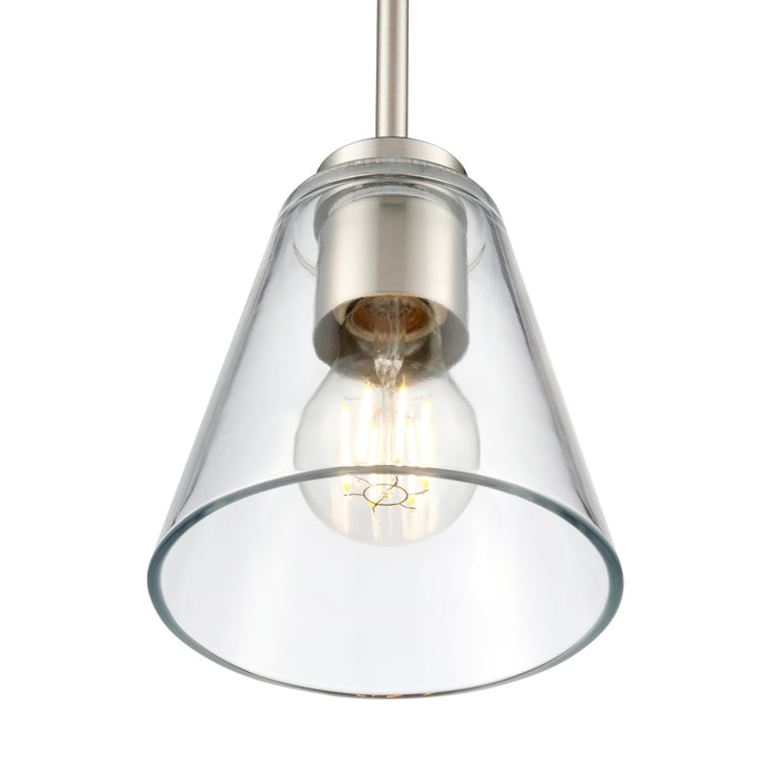 5.75-inch Strayhan Brushed Nickel 1-Light Clear Glass Pendant Light
