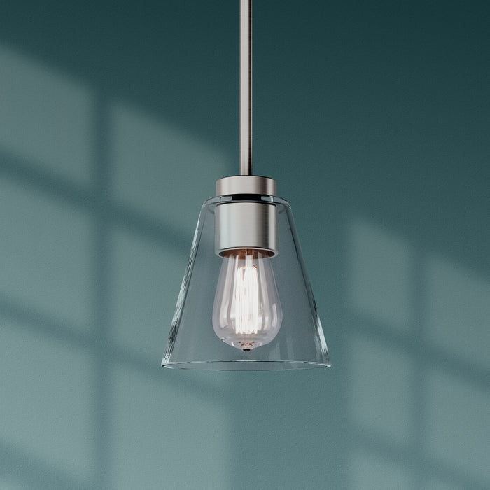 5.75-inch Strayhan Brushed Nickel 1-Light Clear Glass Pendant Light