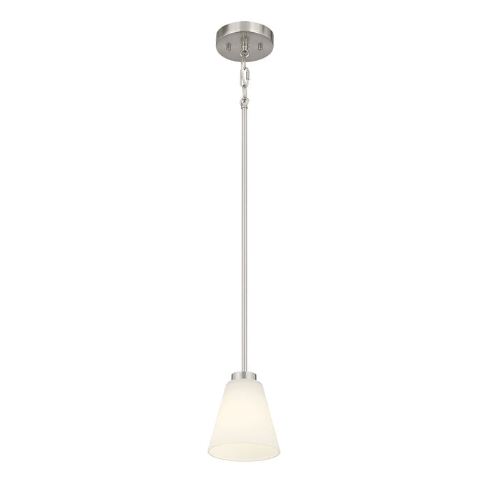 5.75-inch Strayhan Brushed Nickel 1-Light White Frosted Glass Pendant Light