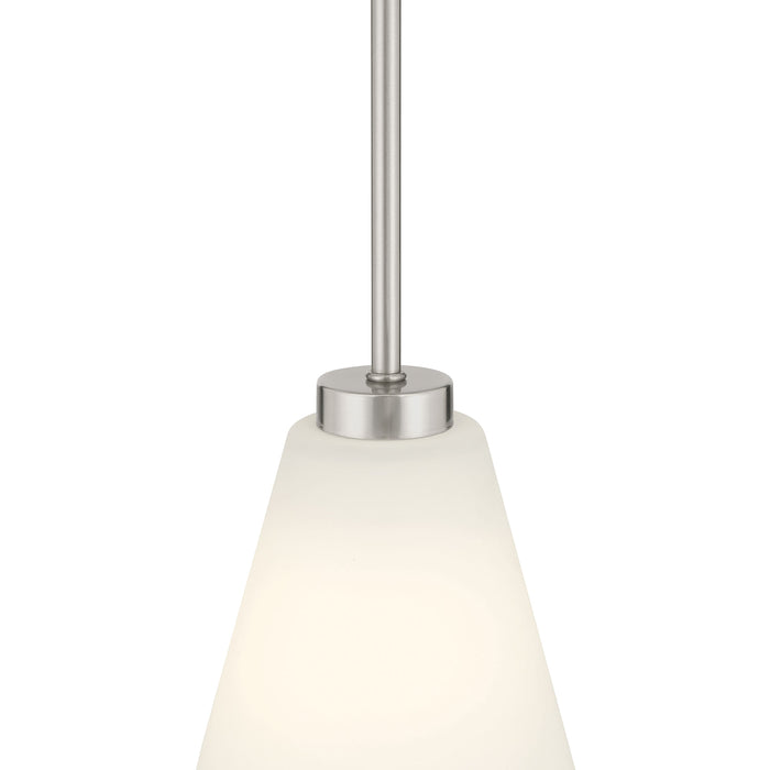 5.75-inch Strayhan Brushed Nickel 1-Light White Frosted Glass Pendant Light
