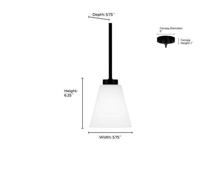 5.75-inch Strayhan Brushed Nickel 1-Light White Frosted Glass Pendant Light