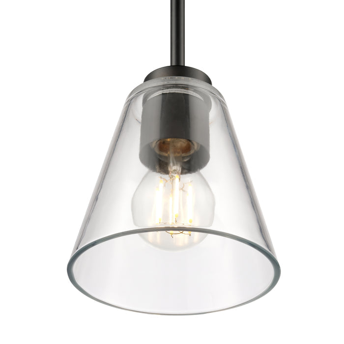 5.75-inch Strayhan Matte Black 1-Light Clear Glass Pendant Light