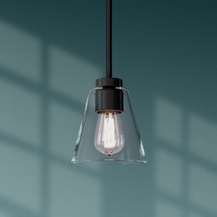 5.75-inch Strayhan Matte Black 1-Light Clear Glass Pendant Light