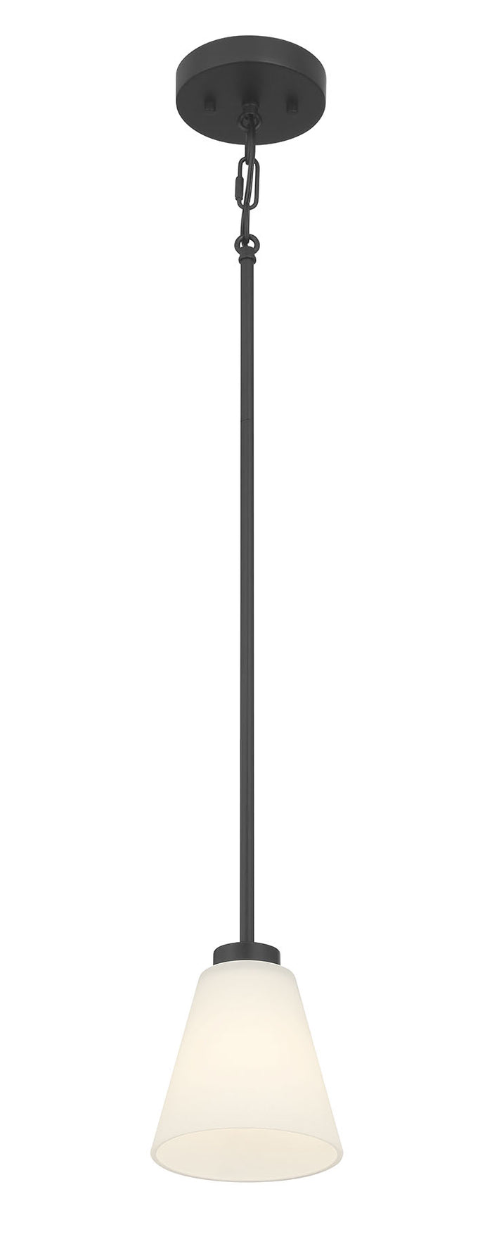 5.75-inch Strayhan Matte Black 1-Light White Frosted Glass Pendant Light