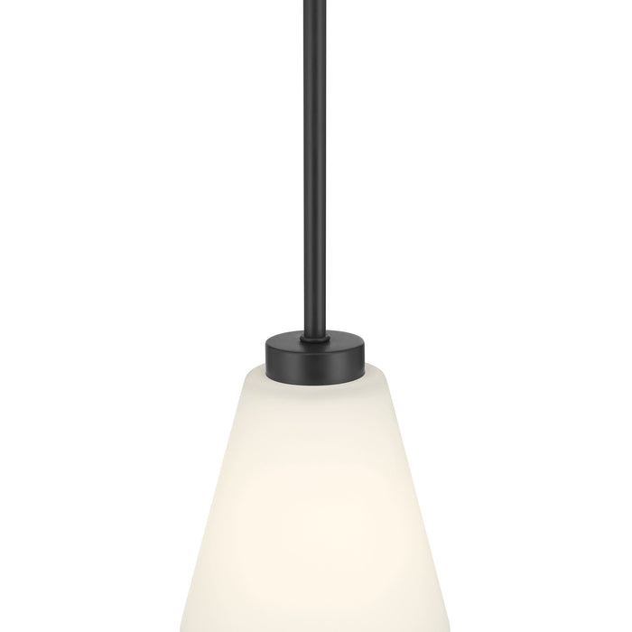 5.75-inch Strayhan Matte Black 1-Light White Frosted Glass Pendant Light