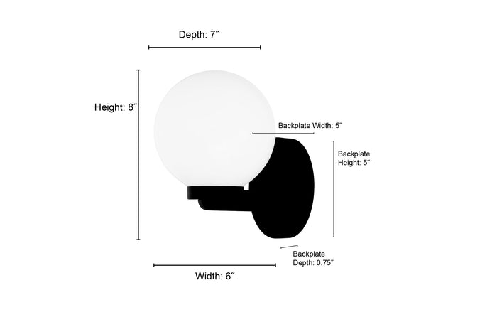 6'' Ardeva Matte Black 1 Light Wall Sconce