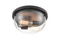 6'' Ashford Matte Black 2 Light Flush Mount