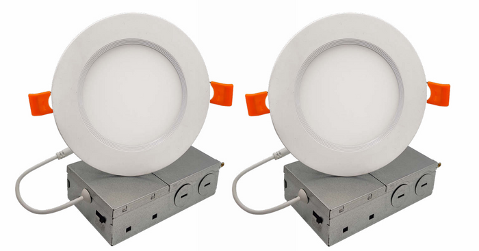 6-inch White 14W Dimmable LED J-Box Recessed Downlight, 3000K, 1100 Lumens, 2-Pack