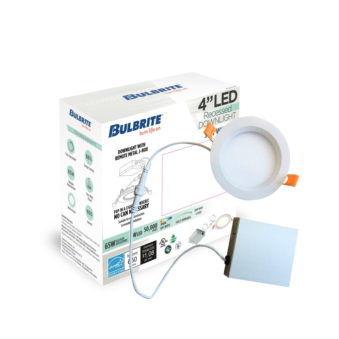 6-inch White 14W Dimmable LED J-Box Recessed Downlight, 3000K, 1100 Lumens, 2-Pack