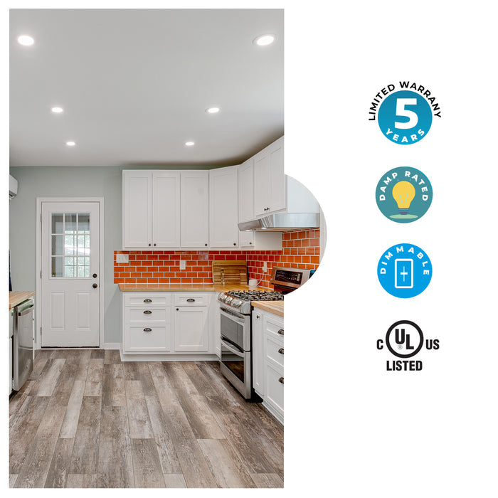 6-inch White 14W Dimmable LED J-Box Recessed Downlight, 3000K, 1100 Lumens, 2-Pack