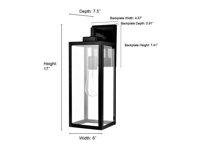 6''  Powder Coated Black 1 Light Wall Sconce