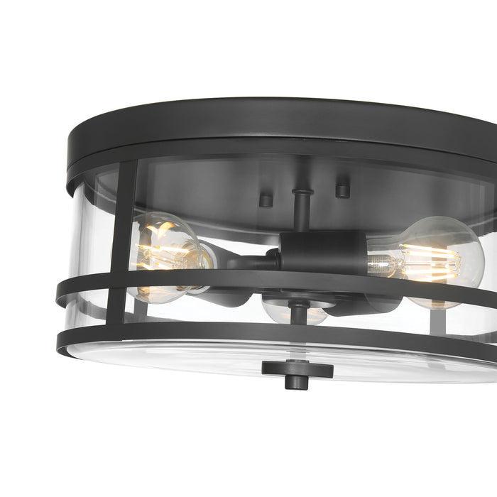 6.5'' Lunden Matte Black 3 Light Flush Mount