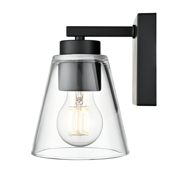 6.75-inch Strayhan Matte Black 1-Light Clear Glass Wall Sconce