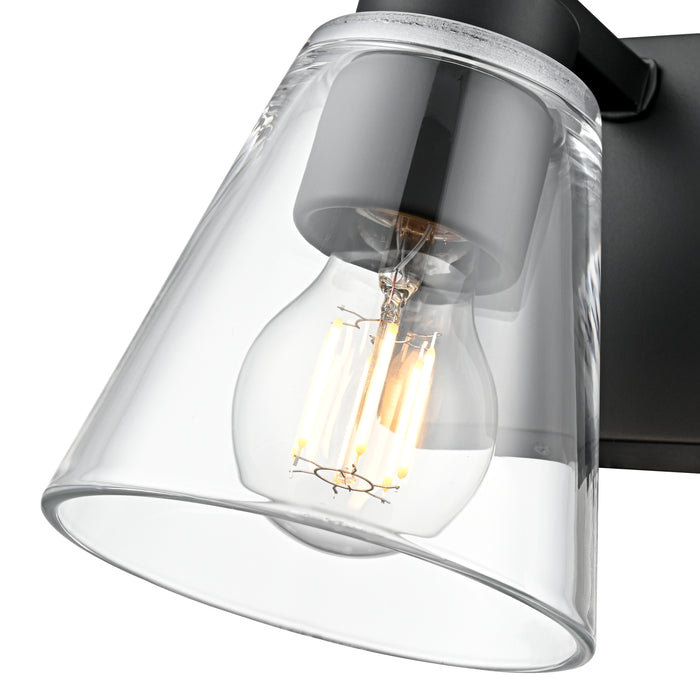 6.75-inch Strayhan Matte Black 1-Light Clear Glass Wall Sconce