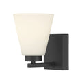 6.75-inch Strayhan Matte Black 1-Light White Frosted Glass Wall Sconce