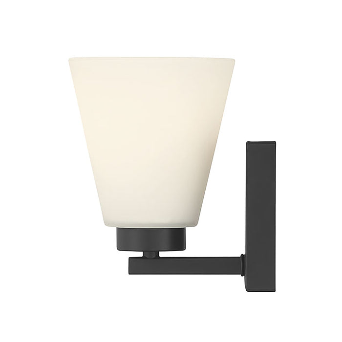 6.75-inch Strayhan Matte Black 1-Light White Frosted Glass Wall Sconce
