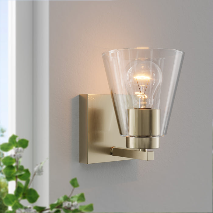 6.75-inch Strayhan Modern Gold 1-Light Clear Glass Wall Sconce