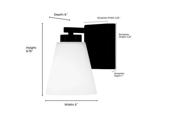 6.75-inch Strayhan Modern Gold 1-Light White Frosted Glass Wall Sconce
