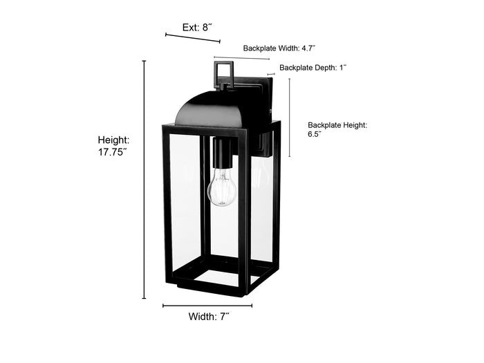 7'' Beaufort Powder Coated Black 1 Light Wall Sconce