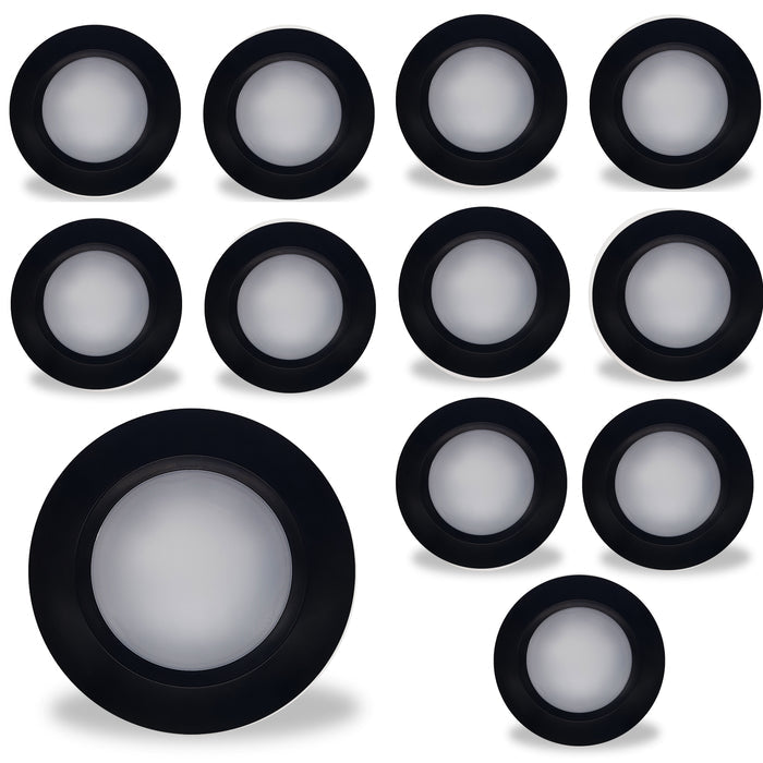 7-inch Black 14W Dimmable LED Disc Downlight, 3000K, 1100 Lumens, 12-Pack