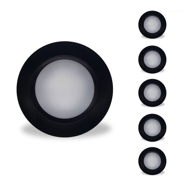 7-inch Black 14W Dimmable LED Disc Downlight, 3000K, 1100 Lumens, 6-Pack