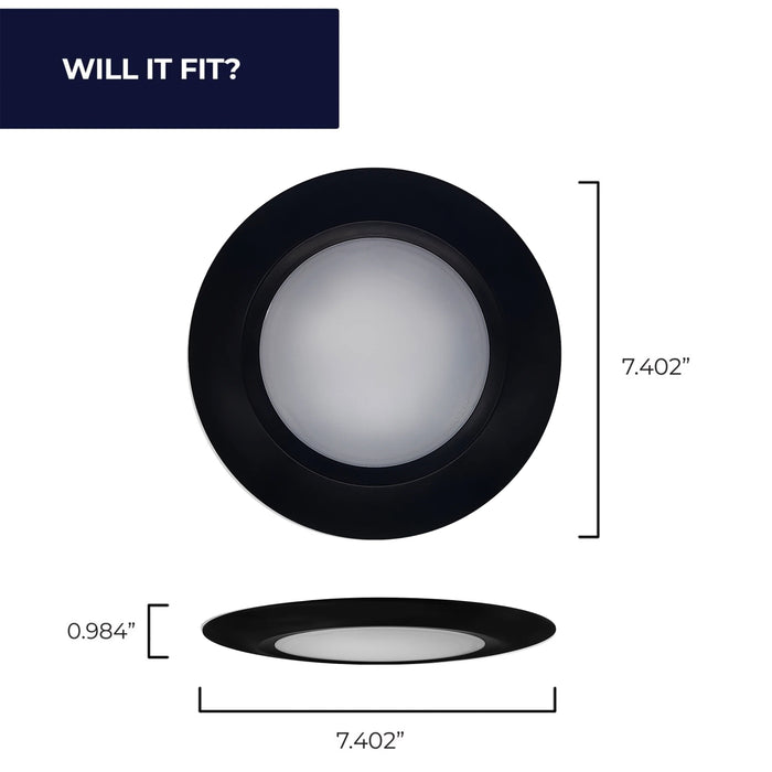7-inch Black 14W Dimmable LED Disc Downlight, 3000K, 1100 Lumens, 6-Pack