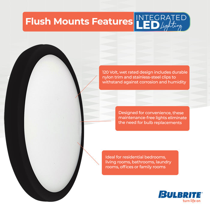 7-inch Black 14W Dimmable LED Flush Mount Ceiling Light, 3000K, 1150 Lumens