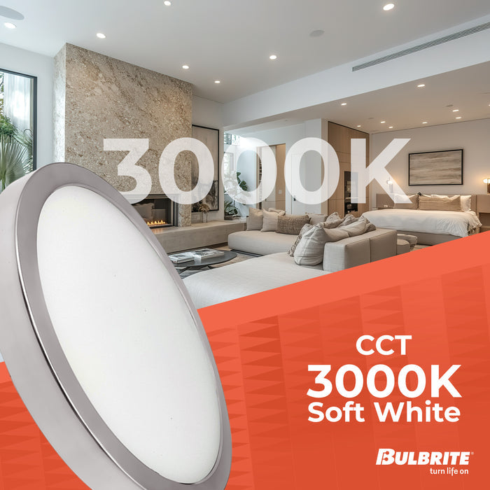 7-inch Nickel 14W Dimmable LED Flush Mount Ceiling Light, 3000K, 1150 Lumens