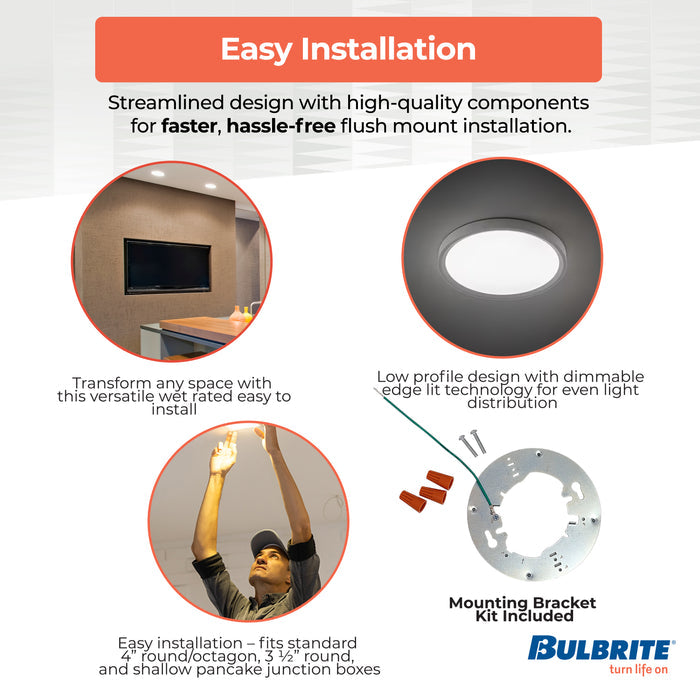 7-inch Nickel 14W Dimmable LED Flush Mount Ceiling Light, 3000K, 1150 Lumens