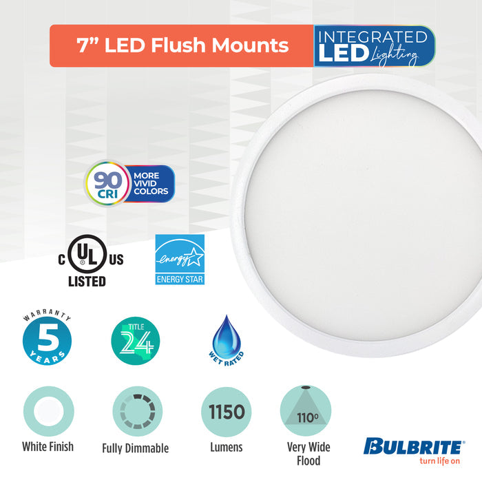 7-inch Nickel 14W Dimmable LED Flush Mount Ceiling Light, 3000K, 1150 Lumens