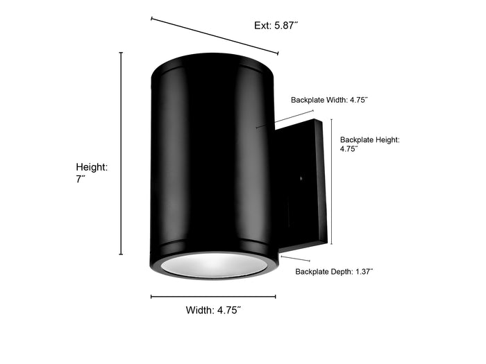 7-inch Vegas Powder Coated Black Outdoor Wall Sconce