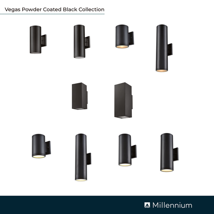 7-inch Vegas Powder Coated Black Outdoor Wall Sconce