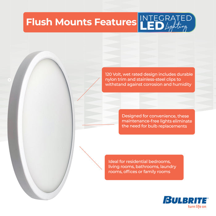 7-inch White 14W Dimmable LED Flush Mount Ceiling Light, 5 CCT - 27/30/35/40/50K, 1150 Lumens