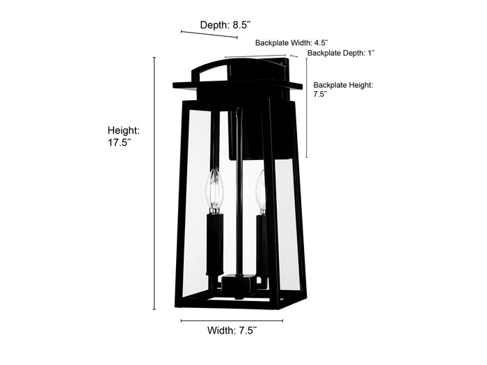 7.5'' Kendrix Powder Coated Black 2 Light Lantern