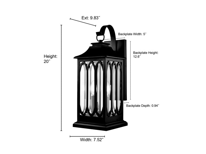 7.5'' Mallorey Powder Coated Black 2 Light Wall Sconce