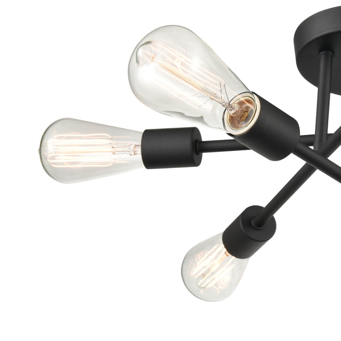 7.75'' Decco Matte Black 6 Light Semi-Flush Mount