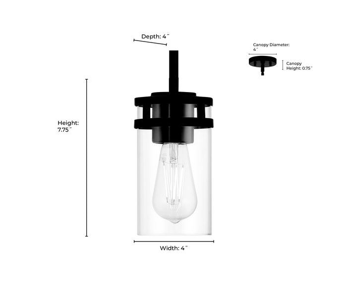 7.75'' Lunden Matte Black 1 Light Mini Pendant