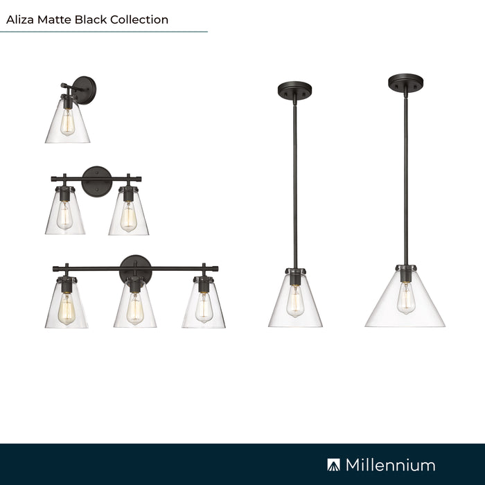 8'' Aliza Matte Black 1 Light Pendant