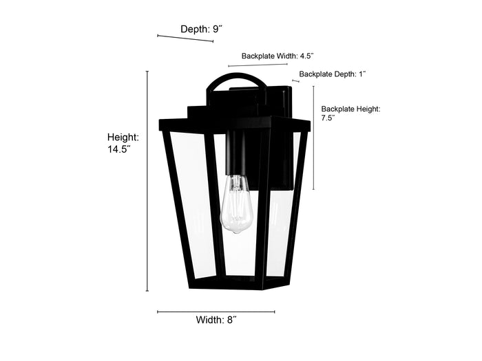 8'' Brenwick Powder Coated Black 1 Light Lantern