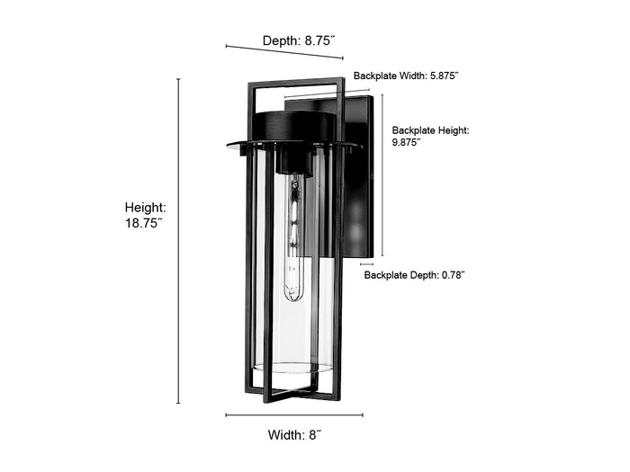 8'' Russell Powder Coated Black 1 Light Wall Sconce