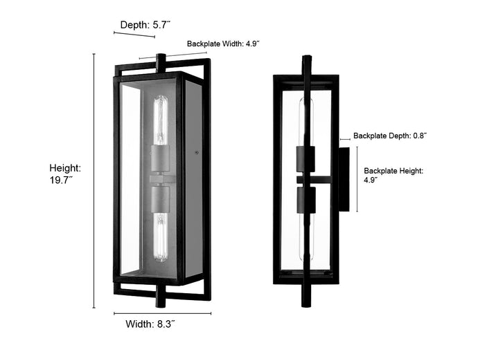 8.3'' Rankin Textured Black 2 Light Wall Sconce