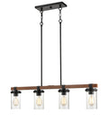 8.5'' Taos Matte Black/Wood Grain 4 Light Linear Chandelier
