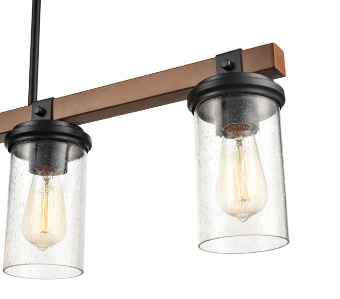 8.5'' Taos Matte Black/Wood Grain 4 Light Linear Chandelier