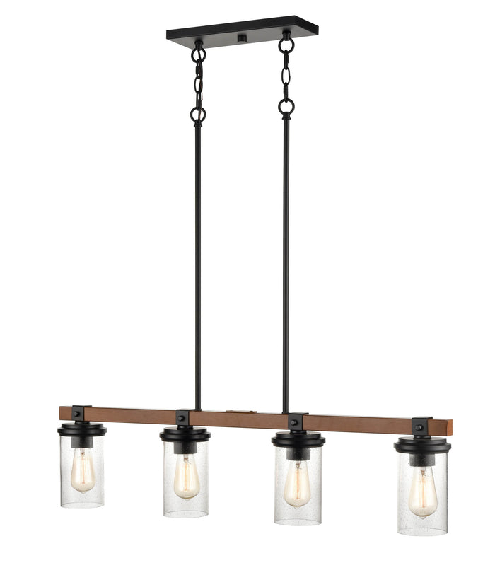 8.5'' Taos Matte Black/Wood Grain 4 Light Linear Chandelier