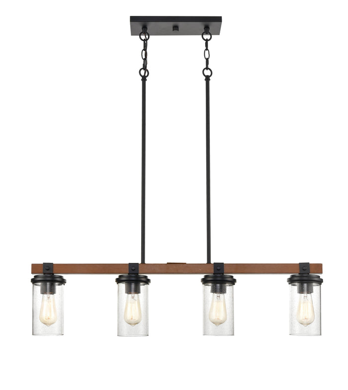 8.5'' Taos Matte Black/Wood Grain 4 Light Linear Chandelier