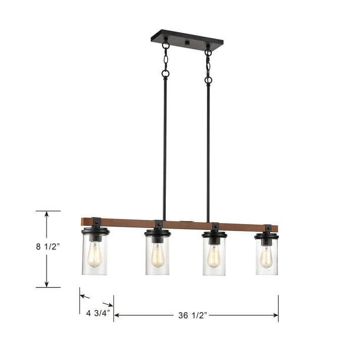 8.5'' Taos Matte Black/Wood Grain 4 Light Linear Chandelier