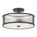 8.75'' Ardezia Matte BlackClear Ribbed 3 Light Semi-Flush Mount